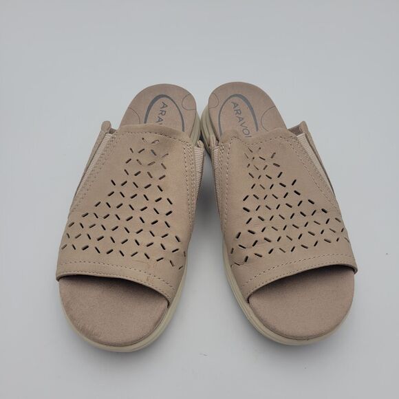 Aravon Beaumont Peep Dove Slides Womens Size 7B Comfort Sandals CH1993 - Picture 6 of 10